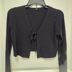 Women's Black Crop Cardigan